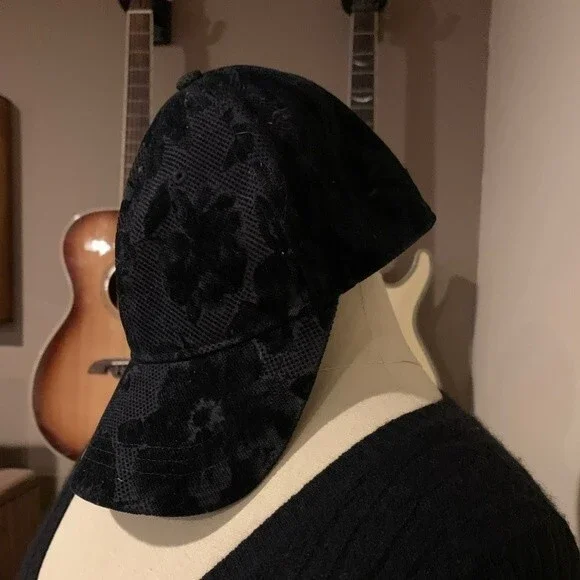 Lululemon ball cap. Black with floral design. Feels like velvet. Adjustable band - Picture 2 of 5